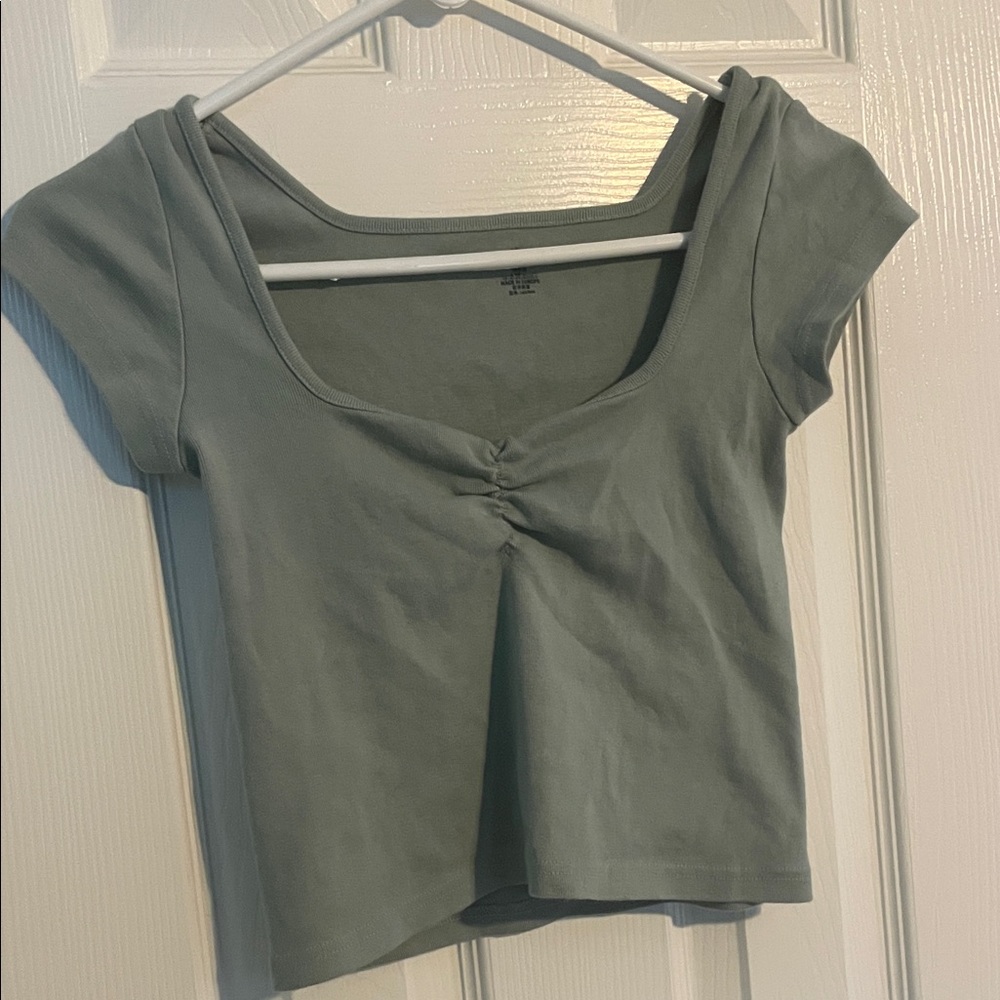 Brandy Melville Sage Green Short Sleeve Top